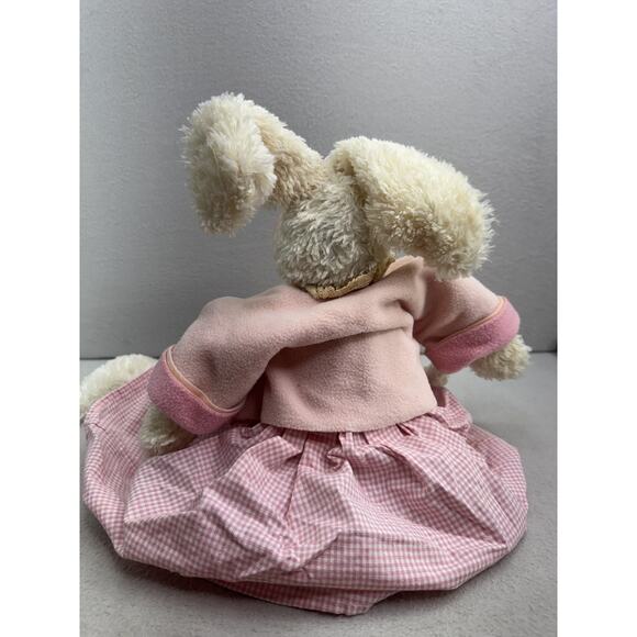 VTG Bunny Rabbit Plush Shelf Sitter 21" Pink Gingham Easter Decor Toy Cottagecor - Picture 7 of 10